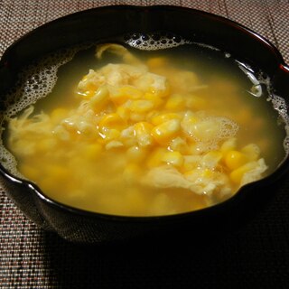 トウモロコシと卵の和風スープ